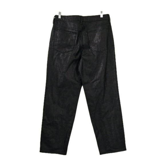 Old Navy Pants Womens 12 Black Metallic Shimmer High Rise OG Loose Whimsigoth - Picture 2 of 16